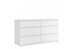 Nova Wide Chest of 6 Drawers (3+3) in White