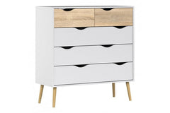 Oslo Chest of 4 Drawers (2+2) in Black and Oak
