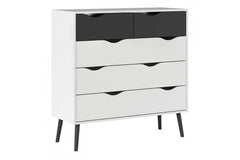 Oslo Chest of 4 Drawers (2+2) in Black and Oak