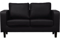 Box Black Leather 2 Seater Sofa