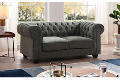 Chesterfield Grey Fabric 2 Seater Sofa