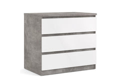 Naia Wide Chest of 6 Drawers (3+3) in Concrete and White High Gloss