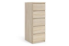 Naia Narrow Chest of 5 Drawers in Oak structure