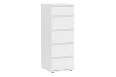 Nova Narrow Chest of 5 Drawers in White