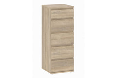 Nova Narrow Chest of 5 Drawers in Oak