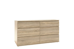 Nova Wide Chest of 6 Drawers (3+3) in Oak