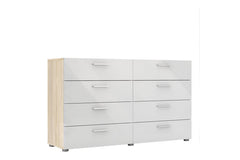 Pepe Wide Chest of 8 Drawers (4+4) in White Woodgrain