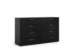 Pepe Wide Chest of 8 Drawers (4+4) in Black Woodgrain