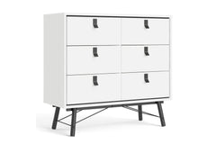 Ry Wide double chest of drawers 6 drawers in Matt White