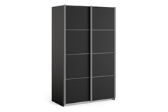 Verona Sliding Wardrobe 120cm in Black Matt with Black Matt Doors with 5 Shelves