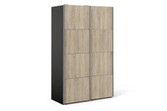 Verona Sliding Wardrobe 120cm in Black Matt with Oak Doors with 5 Shelves
