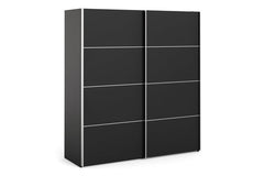 Verona Sliding Wardrobe 180cm in Black Matt with Black Matt Doors with 5 Shelves