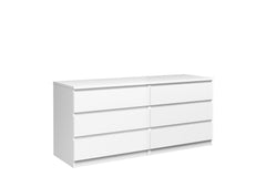 Naia Wide Chest of 6 Drawers (3+3) in White High Gloss