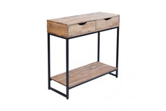 Mirelle Console Table Solid Oak Black Metal Frame