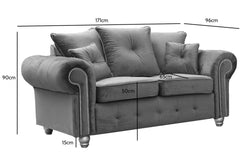 Olympia Grey Fabric Velvet 2 Seater Sofa