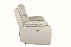 Turin Genuine Leather Chalk Electric Power Recliner 2 Seater Sofa