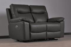 Amarien Genuine Leather Grey Electric Power Recliner 2 Seater