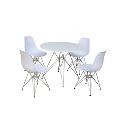 Bianca Round Dining Table Matt White & Steel Chrome Legs