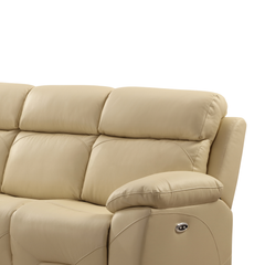 Renato Genuine Leather Cream Electric Power Recliner 3 Seater