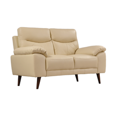 Vantage Genuine Leather Cream 2 Seater Sofa