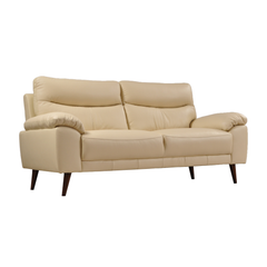 Vantage Genuine Leather Cream 3 Seater Sofa