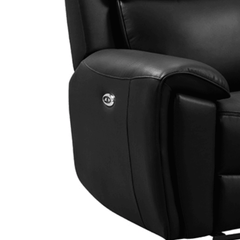 Annecy Genuine Leather Black Electric Power Recliner 3 Seater Sofa