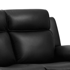 Annecy Genuine Leather Black Electric Power Recliner 3 Seater Sofa