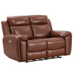 Annecy Genuine Leather Tan Electric Power Recliner 2 Seater