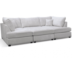 Carnaby Silver Fabric U Shape High Back Corner Sofa + Footstool