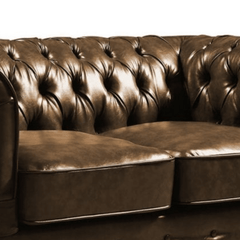 Chesterfield Brown Leather Antique 3 Seater Sofa