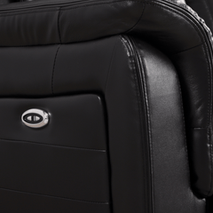 Cidliano Genuine Leather Black Electric Power Recliner 3 Seater Sofa