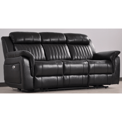Cidliano Genuine Leather Black Electric Power Recliner 3 Seater Sofa