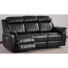 Cidliano Genuine Leather Black Electric Power Recliner 3 Seater Sofa