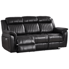 Cidliano Genuine Leather Black Electric Power Recliner 3 Seater Sofa