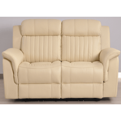 Cidliano Genuine Leather Cream Electric Power Recliner 2 Seater Sofa