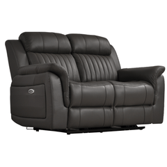Cidliano Genuine Leather Grey Electric Power Recliner 2 Seater Sofa