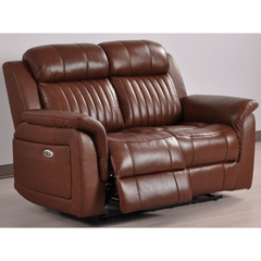 Cidliano Genuine Leather Tan Electric Power Recliner 2 Seater Sofa