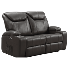 Cinema Grey Electric 2 Seater Leather Recliner Sofa With Two Cup Holders