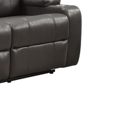 Cinema Grey Electric 2 Seater Leather Recliner Sofa With Two Cup Holders