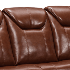 Cinema Tan Electric Leather 3 Seater Recliner Sofa With Two Cup Holders