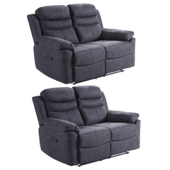 Conway Grey Fabric Manual Recliner 2+2 Seater Sofa Set