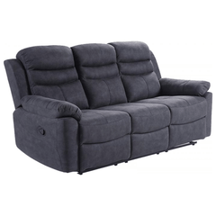 Conway Grey Fabric Manual Recliner 3 Seater Sofa