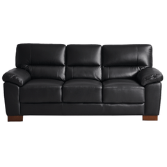 Dalmore Genuine Leather Black 3 Seater Sofa