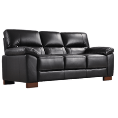 Dalmore Genuine Leather Black 3 Seater Sofa