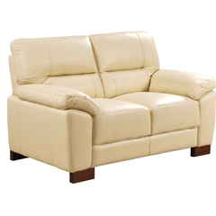 Dalmore Genuine Leather Cream 2 Seater Sofa
