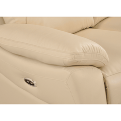 Dandrea Genuine Leather Cream Electric Power Recliner 2 Seater Sofa