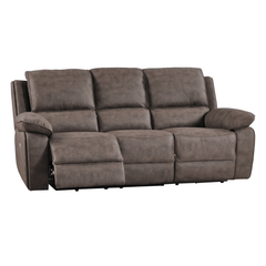 Maple Brown Suede Fabric Electric Recliner 3 Seater Sofa