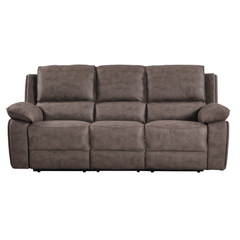 Maple Brown Suede Fabric Electric Recliner 3 Seater Sofa