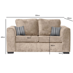 Nancy Beige Fabric 2 Seater Sofa