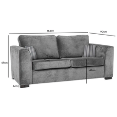 Nancy Grey Fabric 3 Seater Sofa